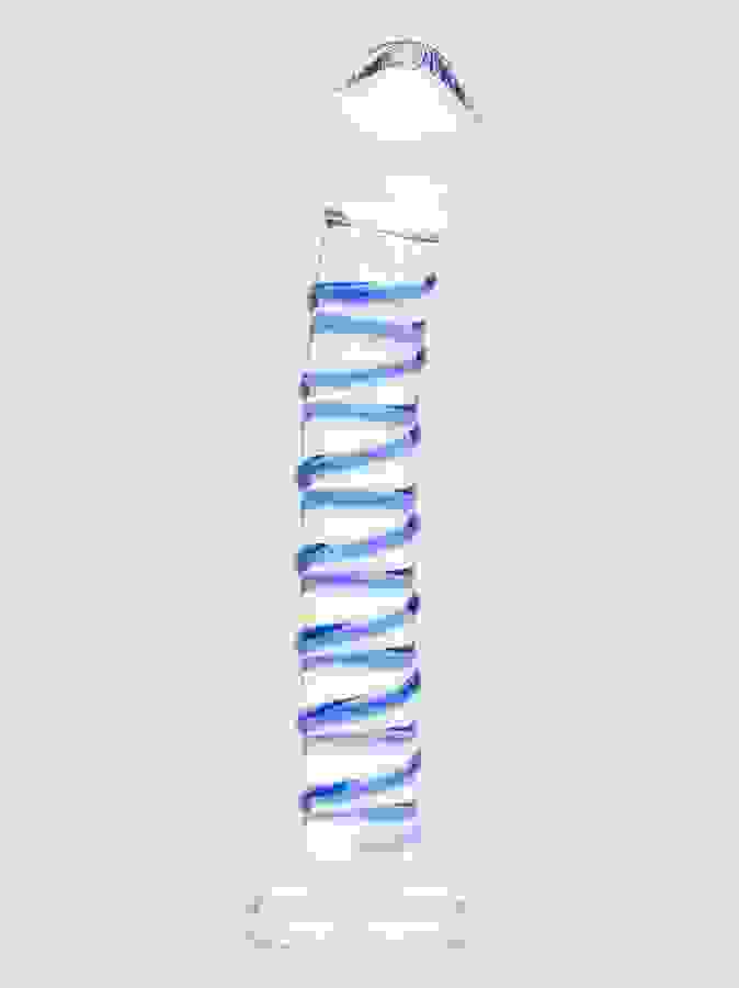 Lovehoney Spiral G-Spot Sensual Glass Dildo, Blue, hi-res